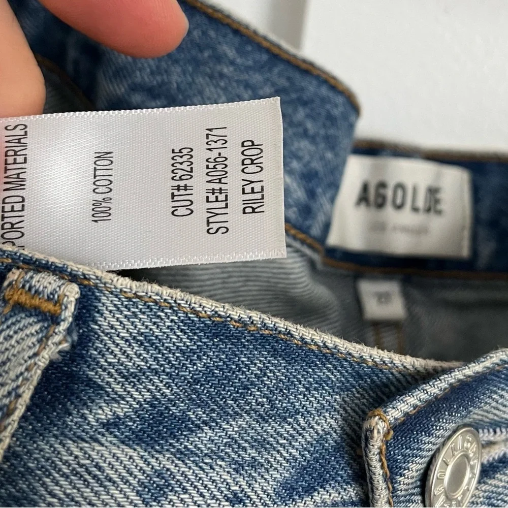 Agolde Riley Crop Distressed Hem Straight Jeans